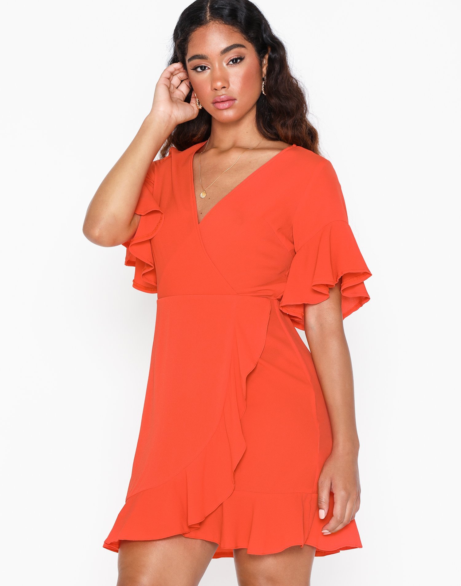short sleeve frill dress
