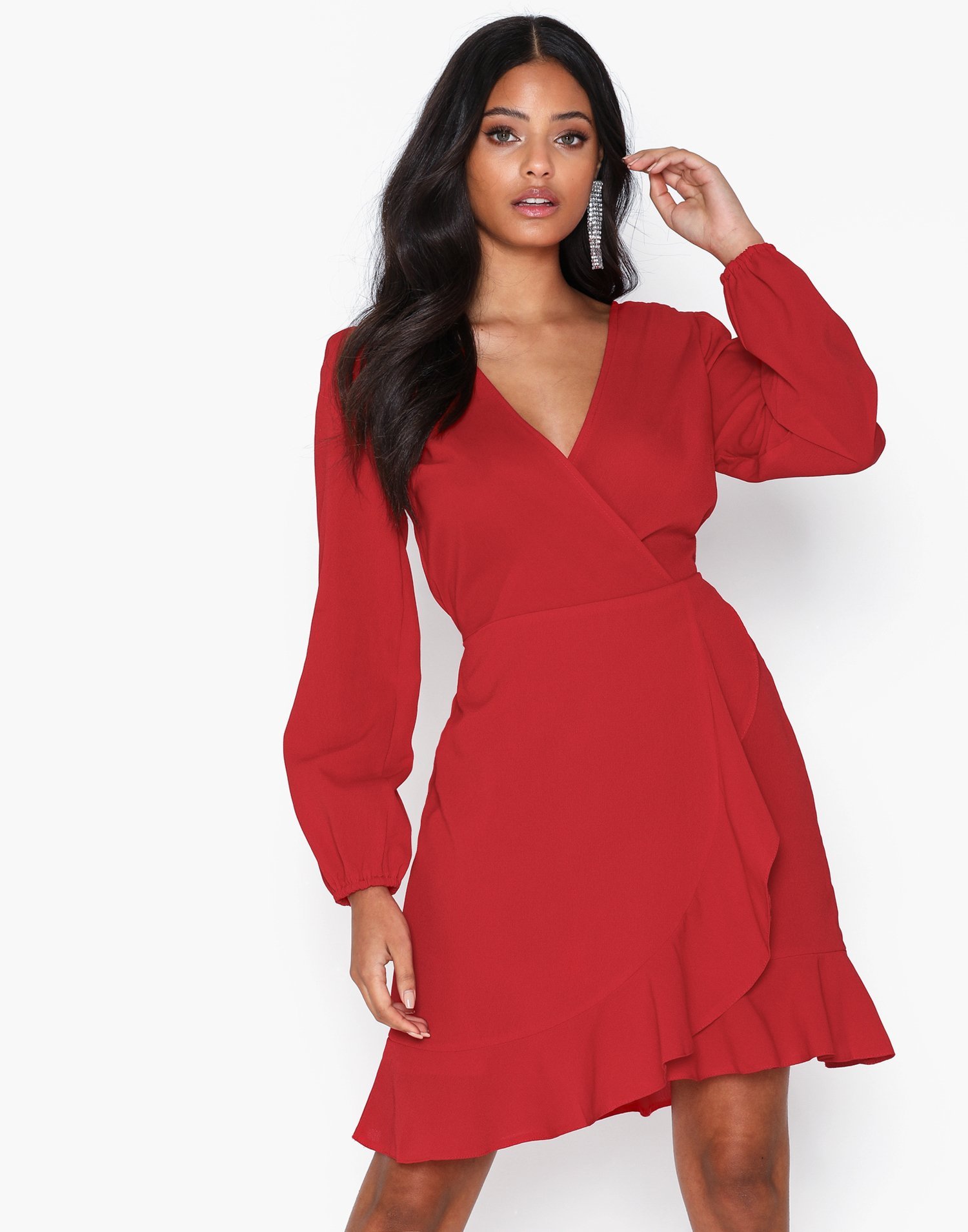 long sleeve flounce dress