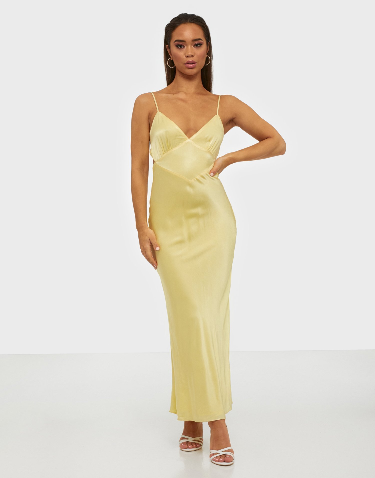 yellow slip dress long