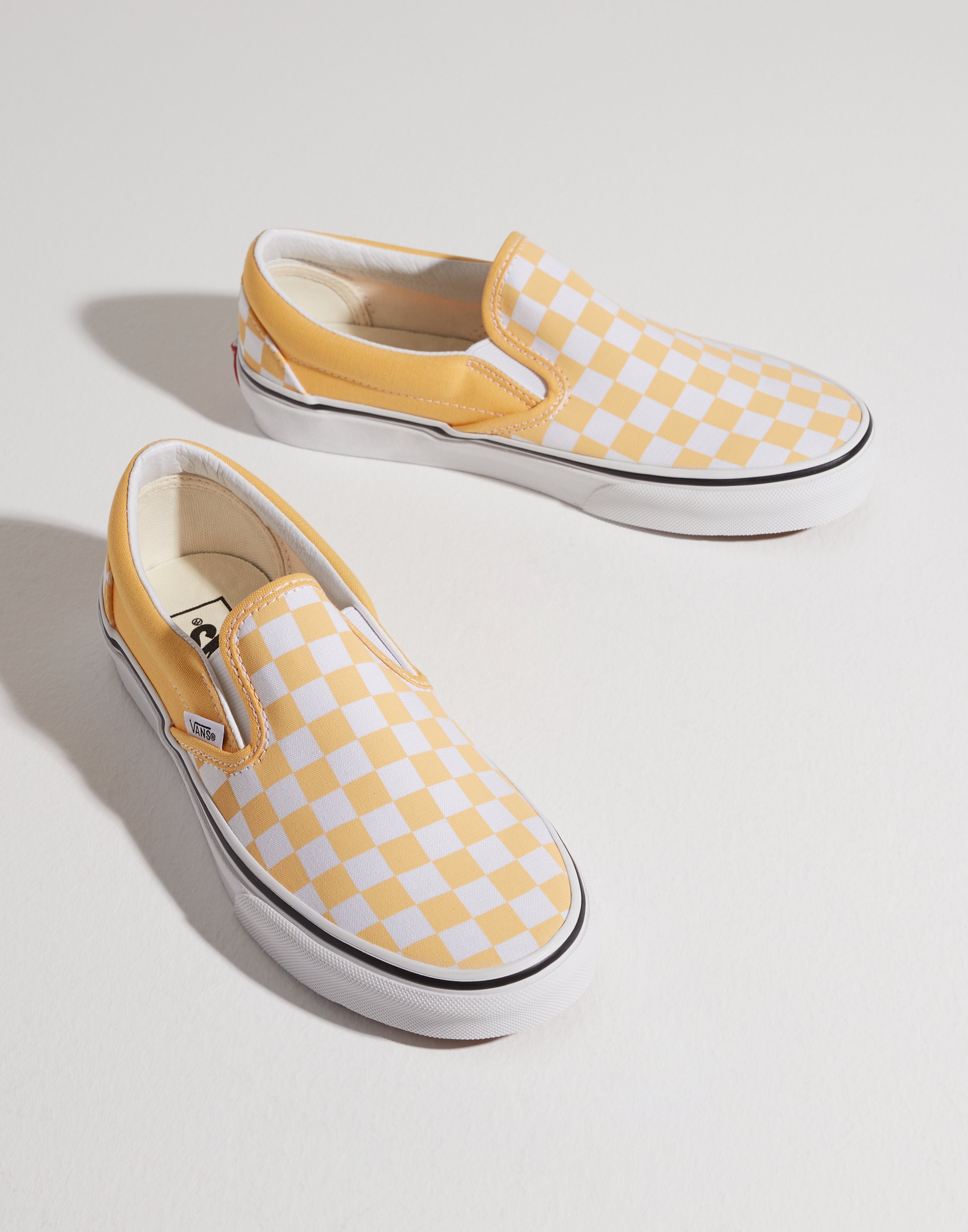 vans checkered slip ons yellow