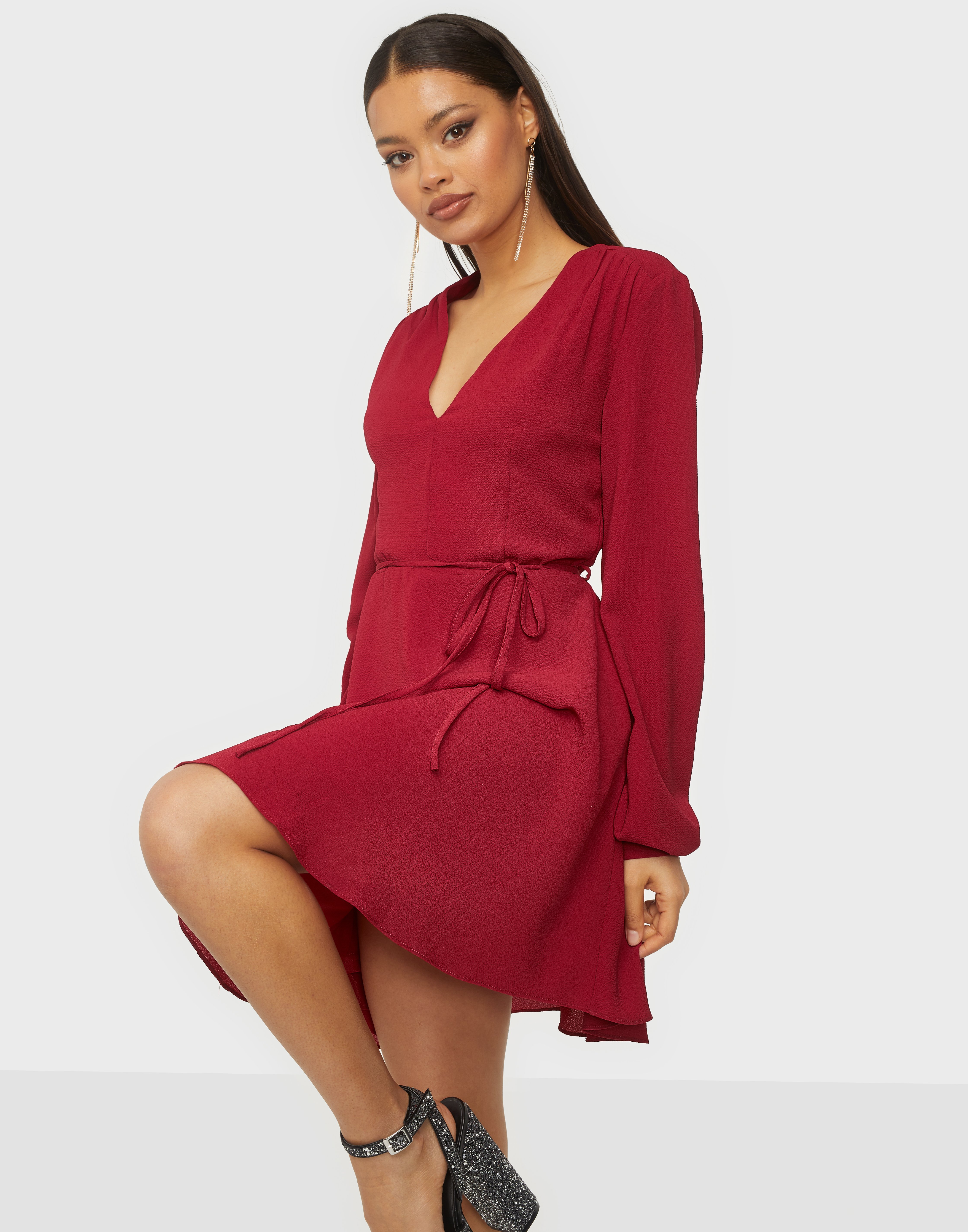 long sleeve flounce dress