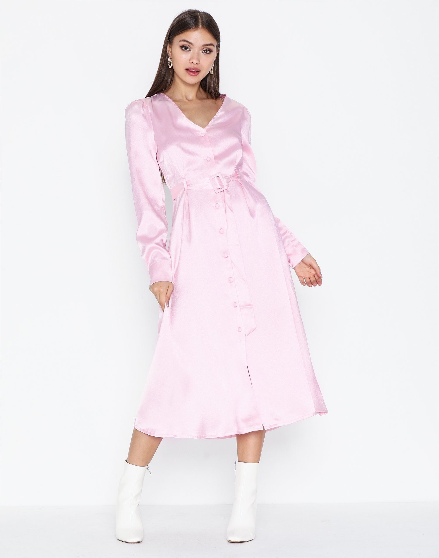 Glamorous Belted Long Sleeve Dress Festklänningar