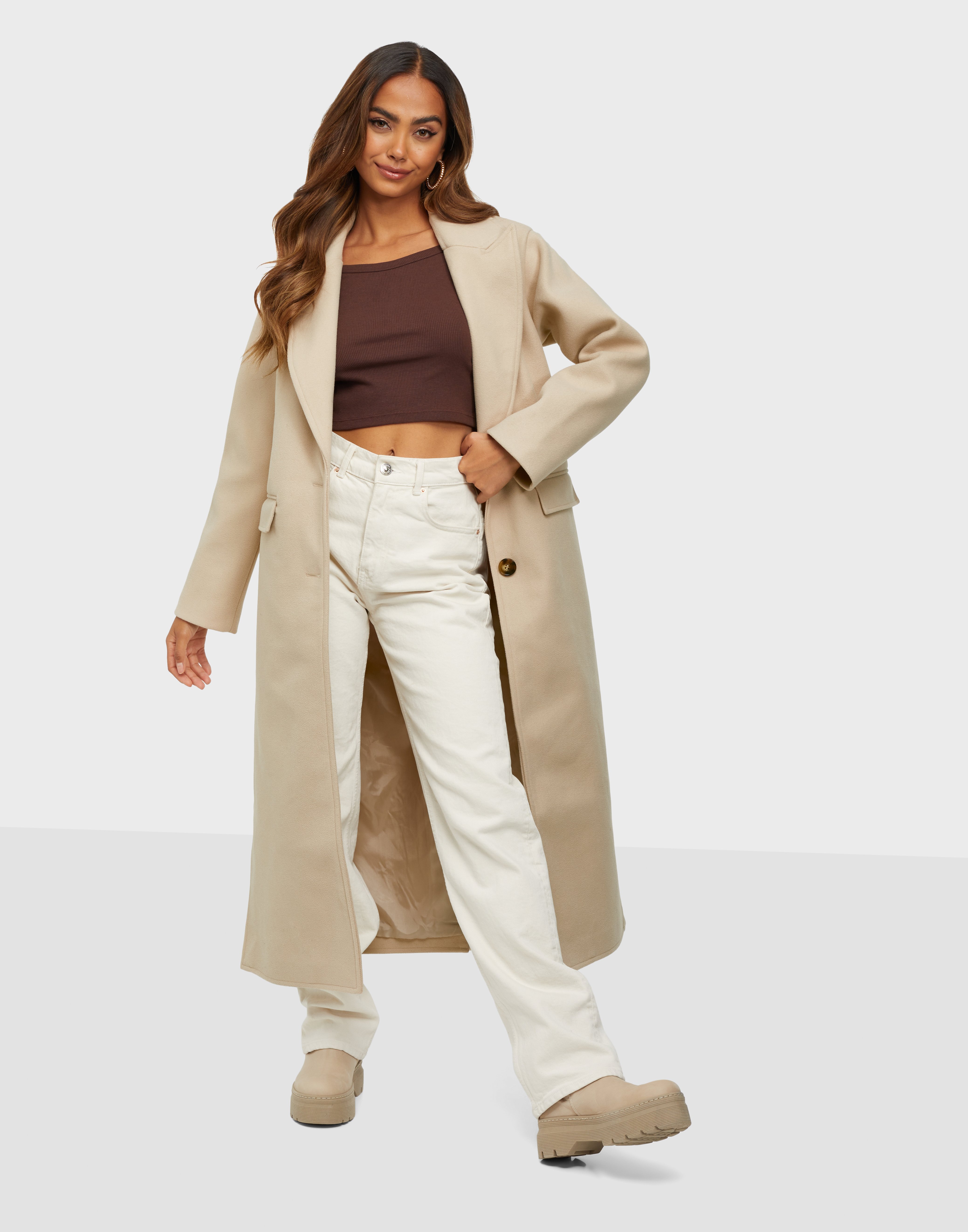 camel side split formal midaxi coat