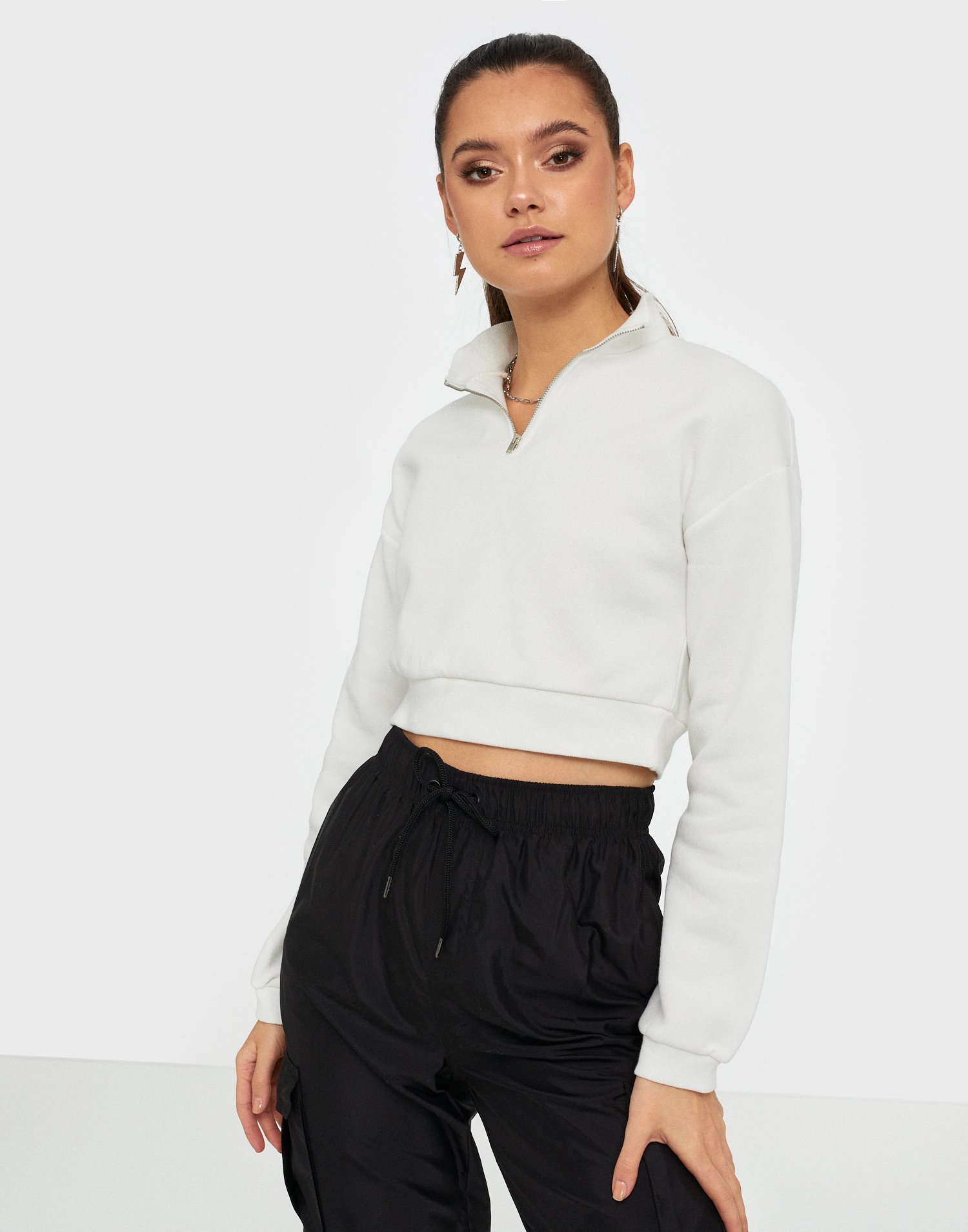 cropped zip sweat