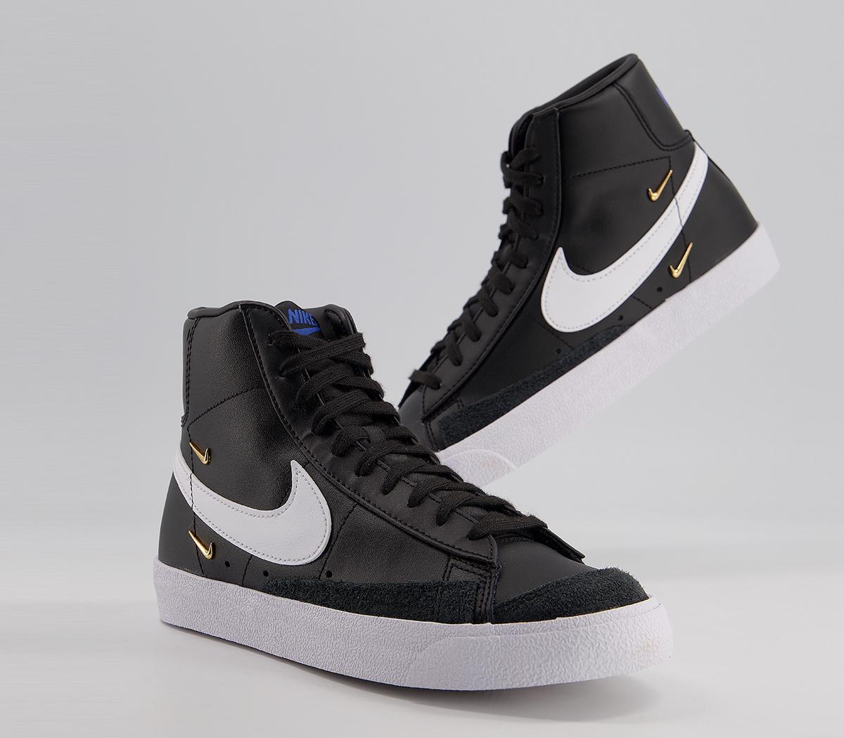 Nike Blazer Mid 77 Trainers Black White Hyper Royal White - Hers trainers