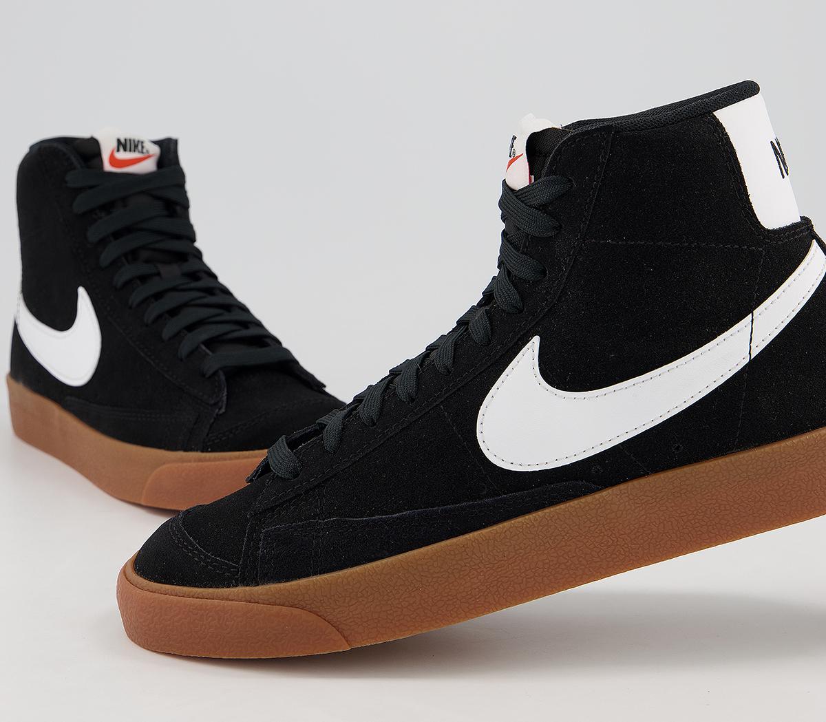 Nike Blazer Mid 77 Trainers Suede Black White Gum Brown Total Orange ...