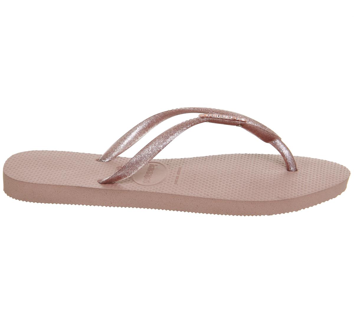 havaianas slim logo metallic pink rose