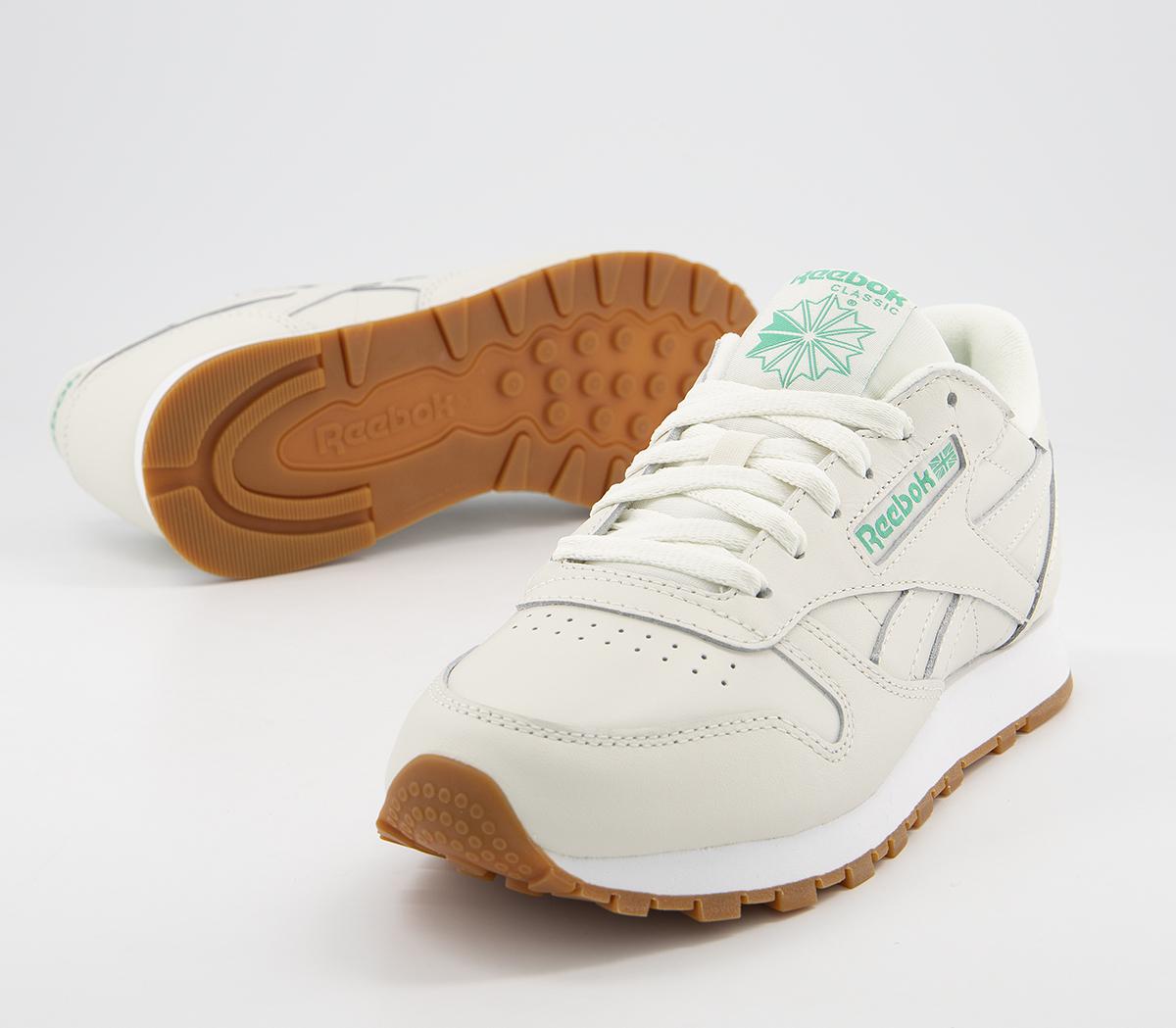 Reebok Cl Leather Trainers Chalk Green White - Hers trainers