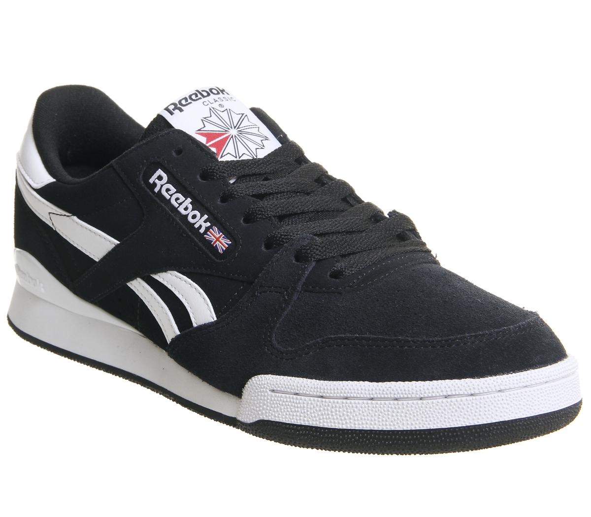 black and white reebok trainers