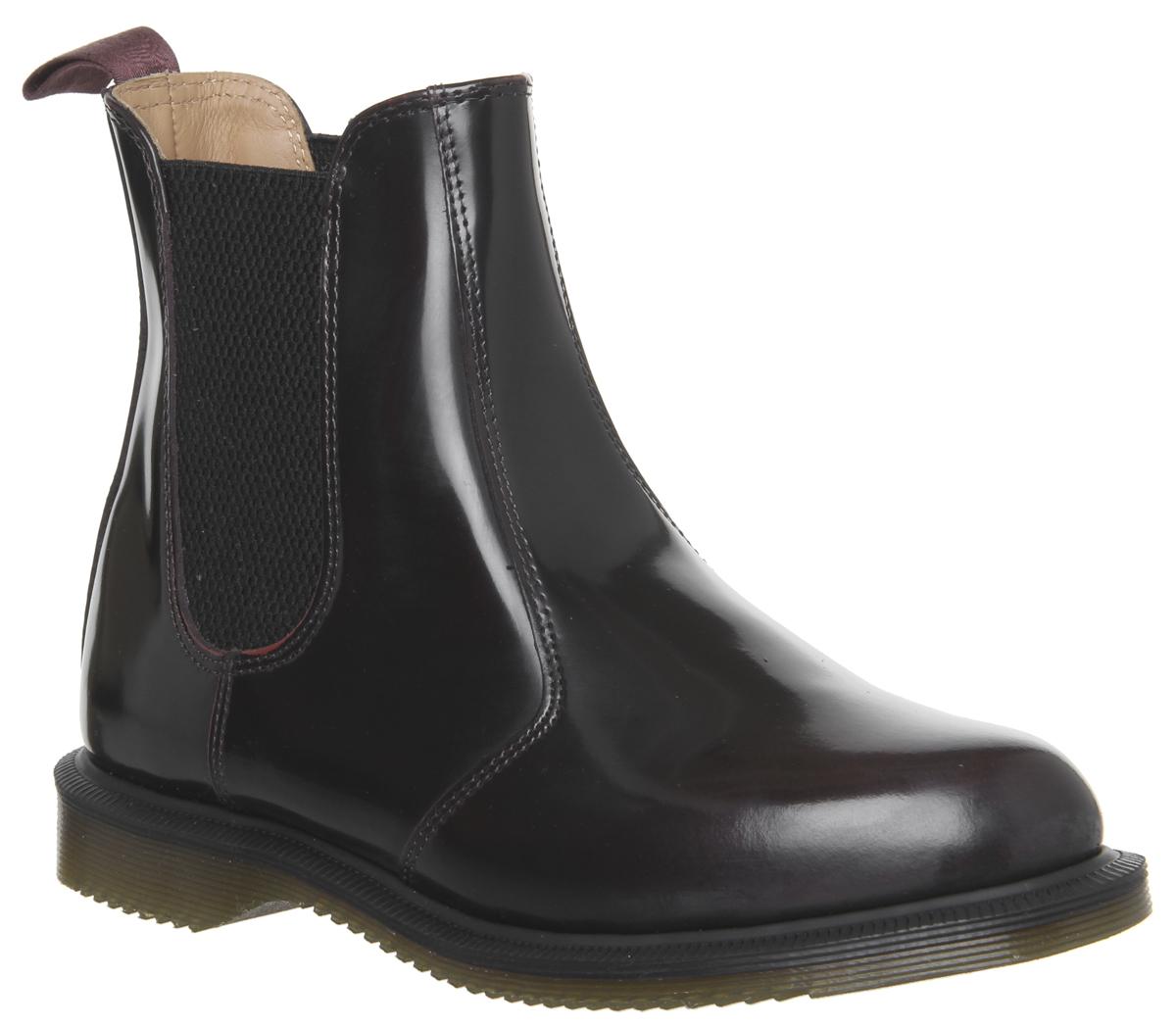 Dr. Martens Kensington Flora Boots Burgundy Leather - Ankle Boots