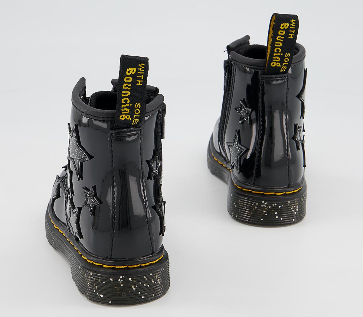 Dr. Martens Brooklee Kids Inside Zip Lace Boots Black Patent Star ...