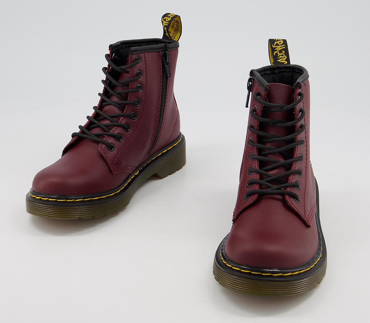 Dr. Martens Junior Lace Up Boots Inside Zip Delaney Cherry Red Leather ...