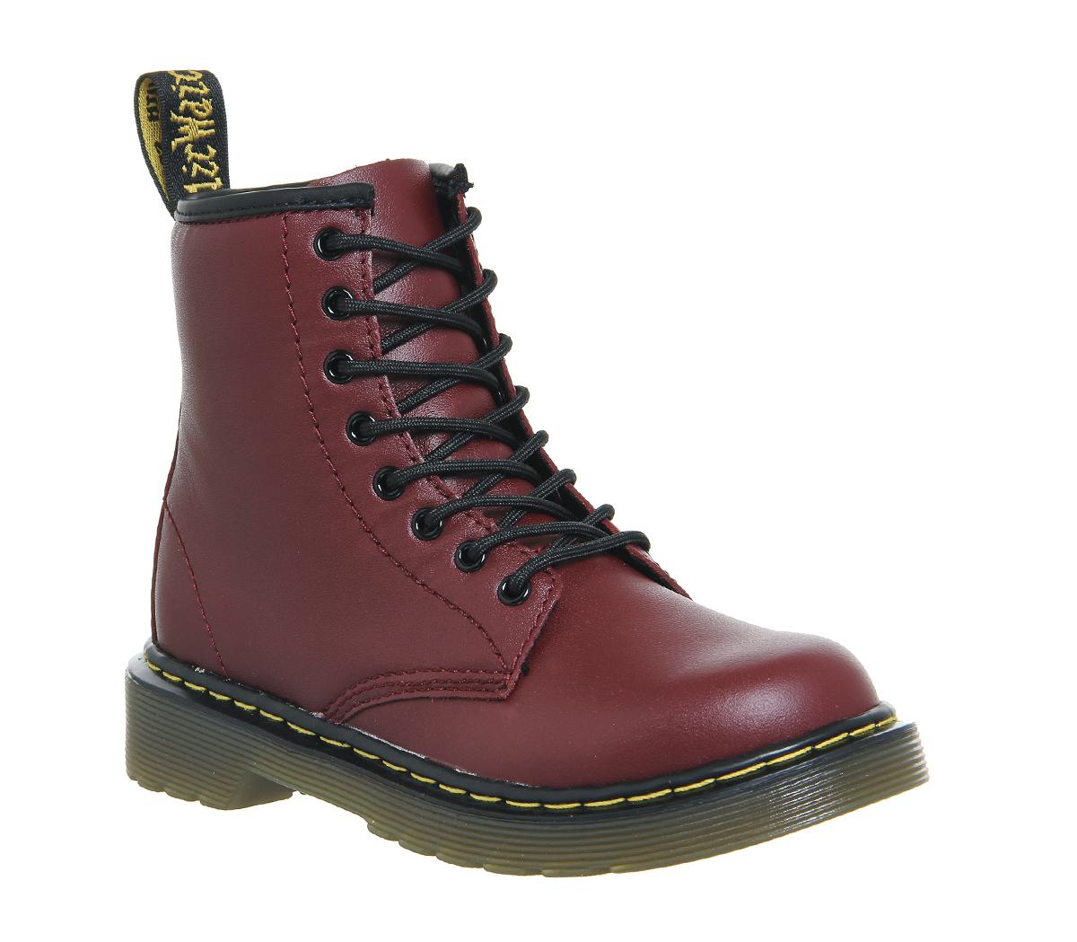 Dr. Martens Junior Lace Up Boots Inside Zip Delaney Cherry Red Leather ...