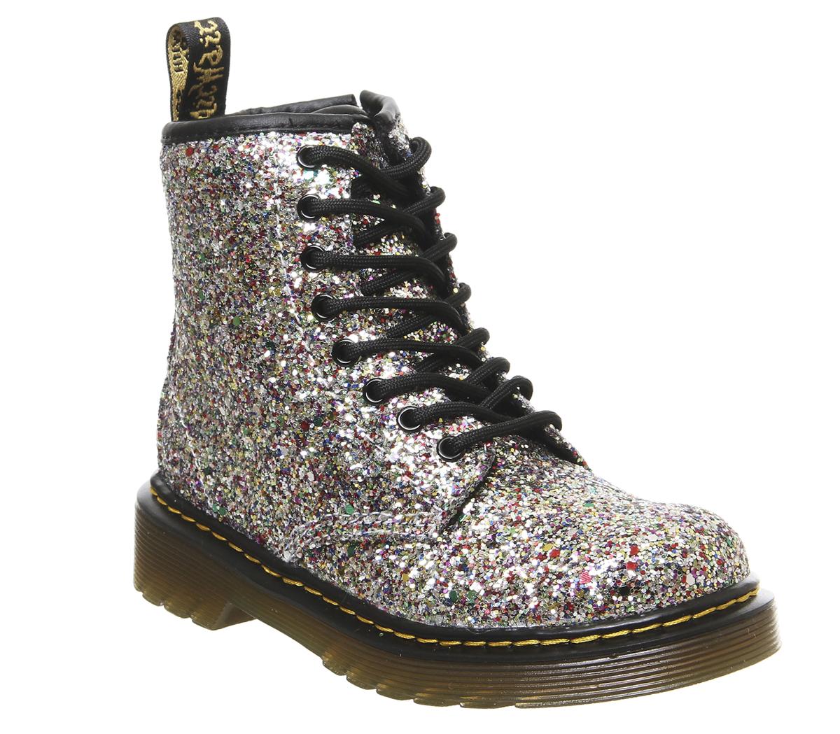 dr martens silver glitter boots