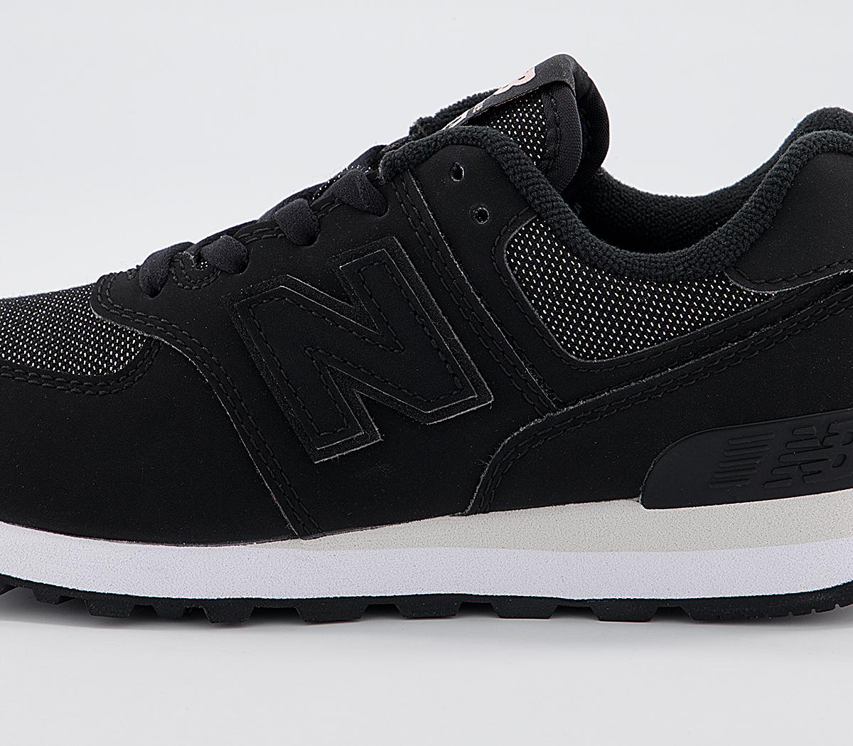 New Balance 574 Kids Trainers Black Black White - Unisex