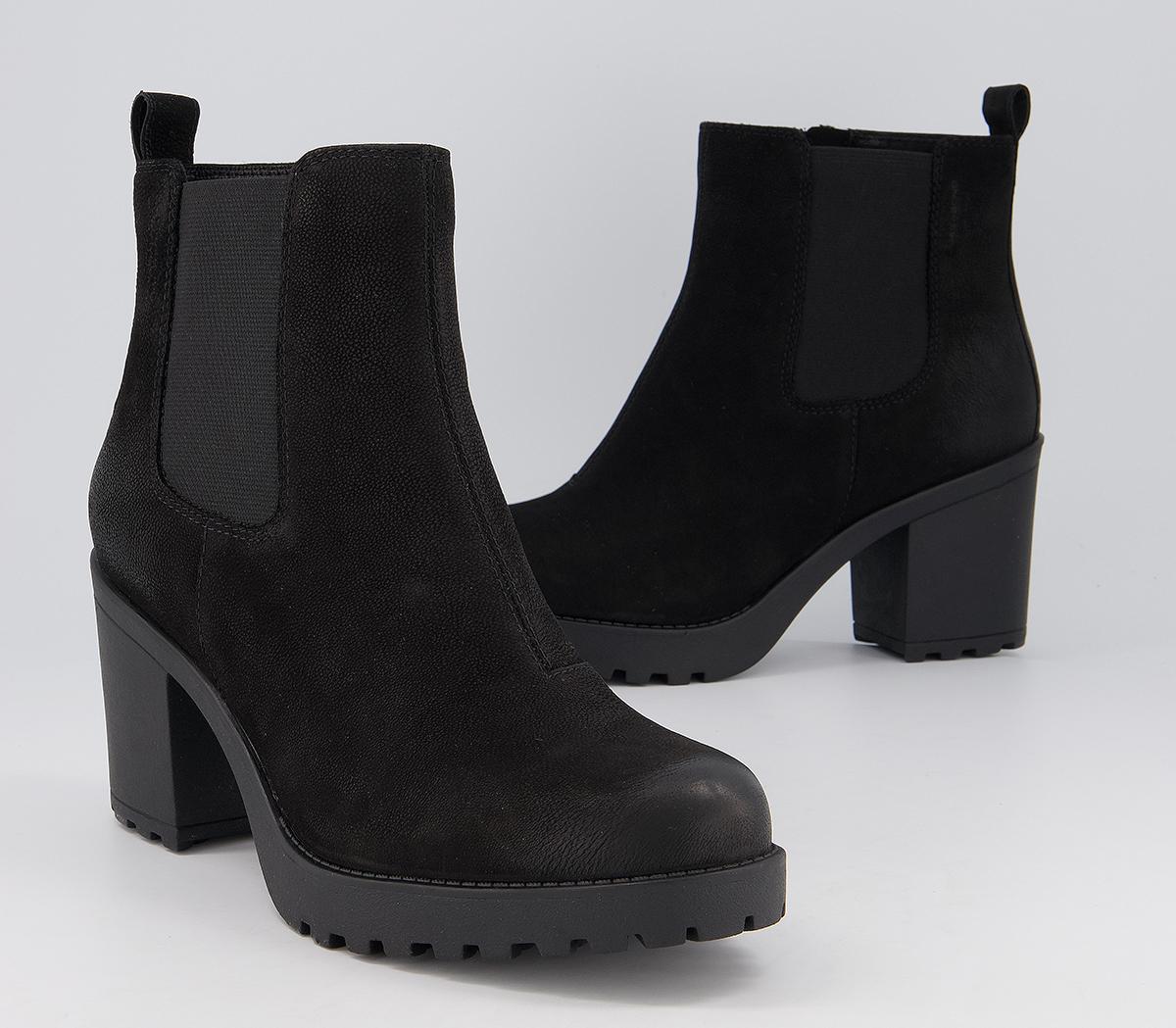 black chelsea heeled booties