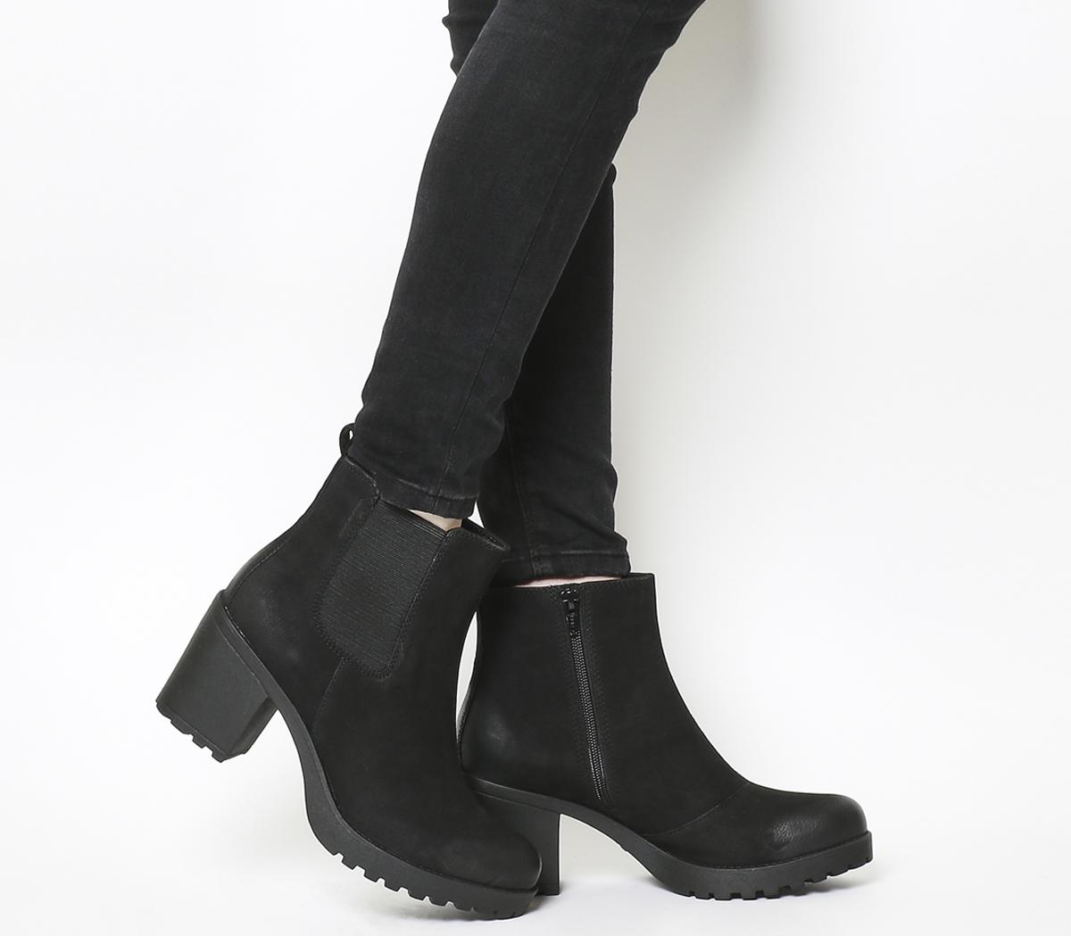 Vagabond Shoemakers Grace Heeled Chelsea Boots Black Nubuck Ankle Boots