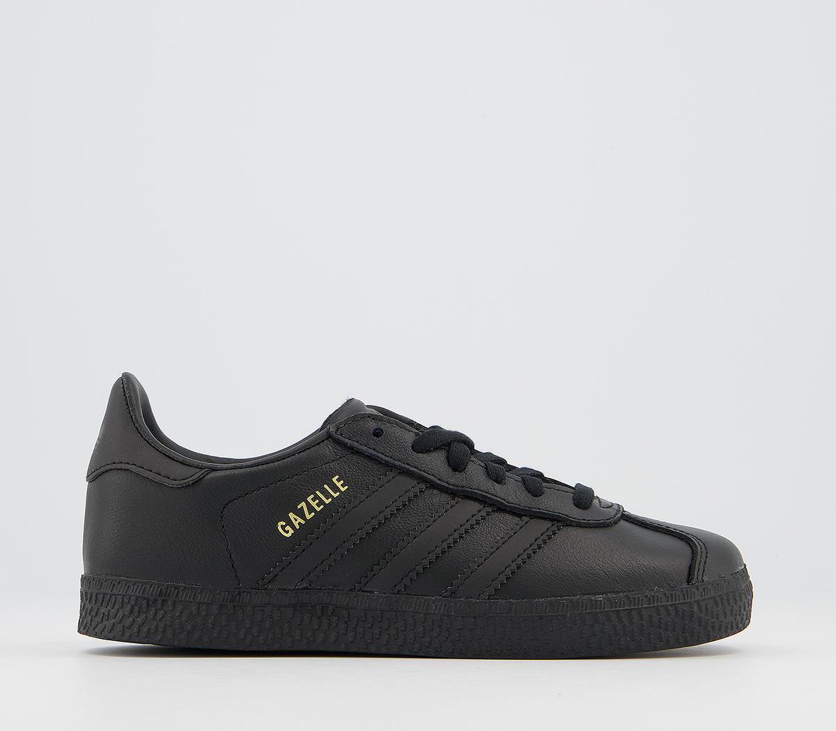 all black leather gazelles