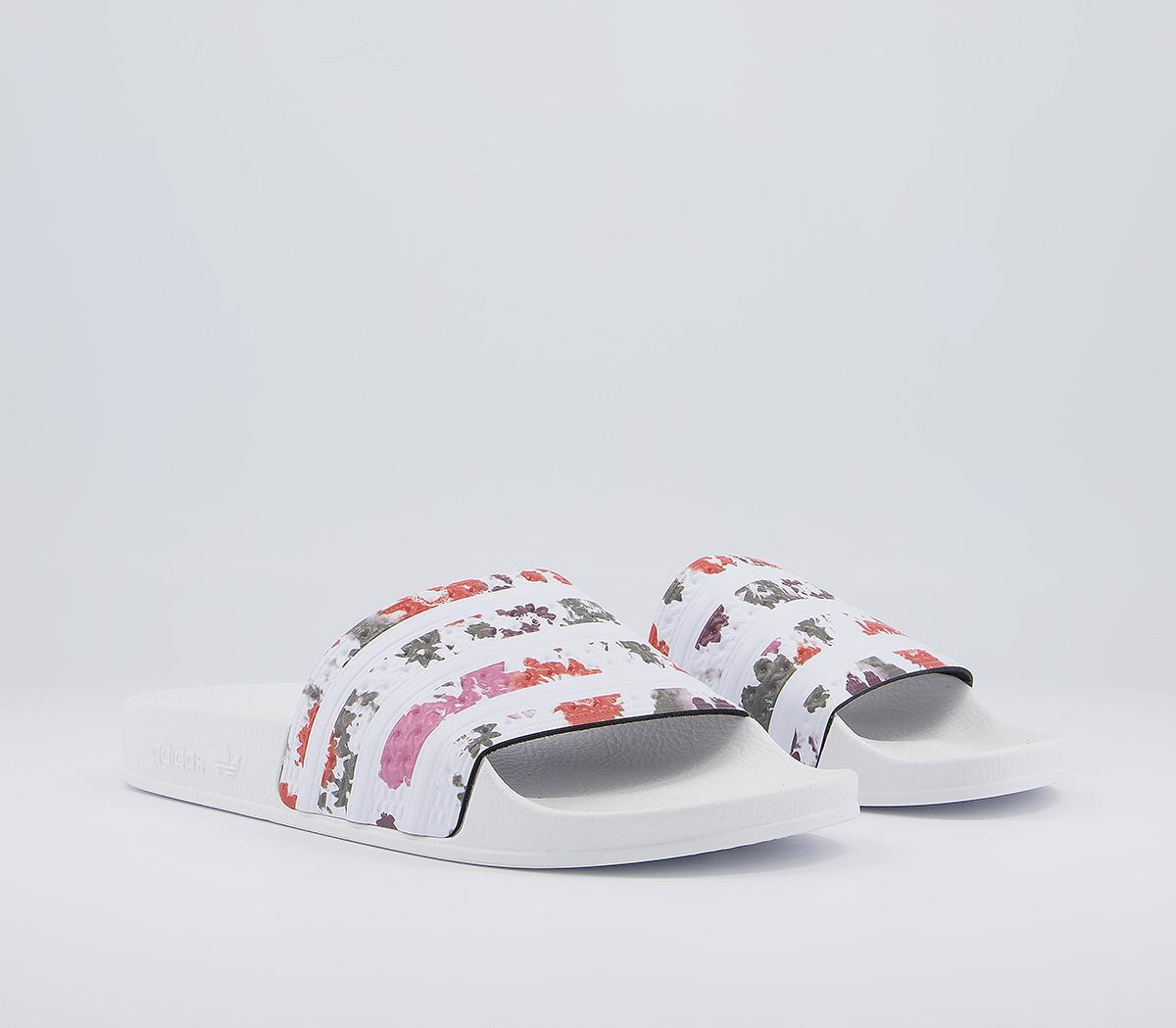adidas Adilette Sliders White Multi White - Women’s Sandals