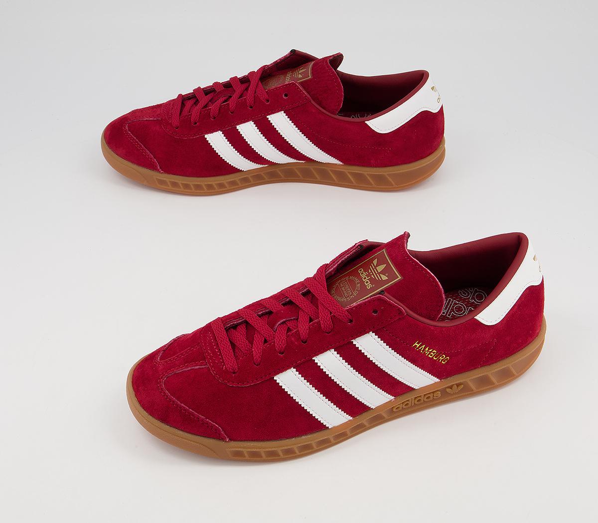 adidas Hamburg Trainers Red White Gum - His trainers