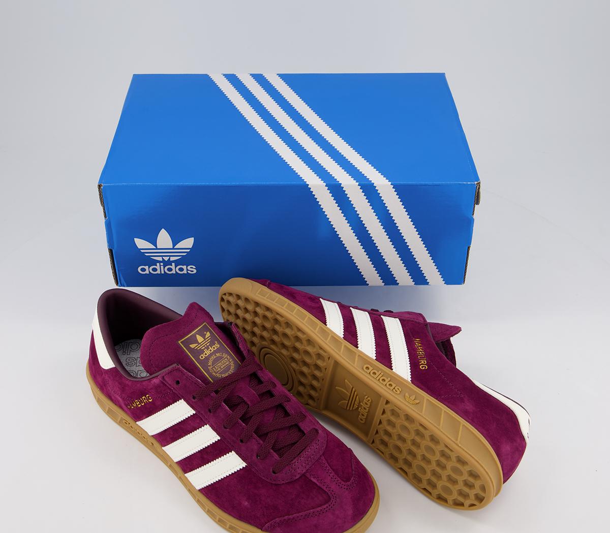 adidas Hamburg Trainers Maroon Off White Gum - His trainers