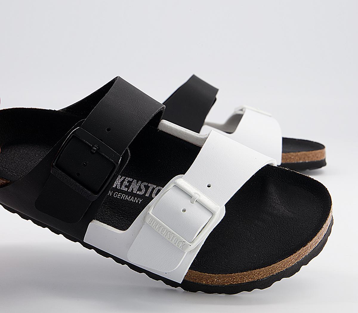 BIRKENSTOCK Arizona Two Strap Sandals Black White Split Women’s Sandals