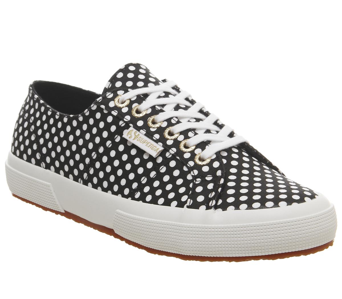 black and white polka dot tennis shoes