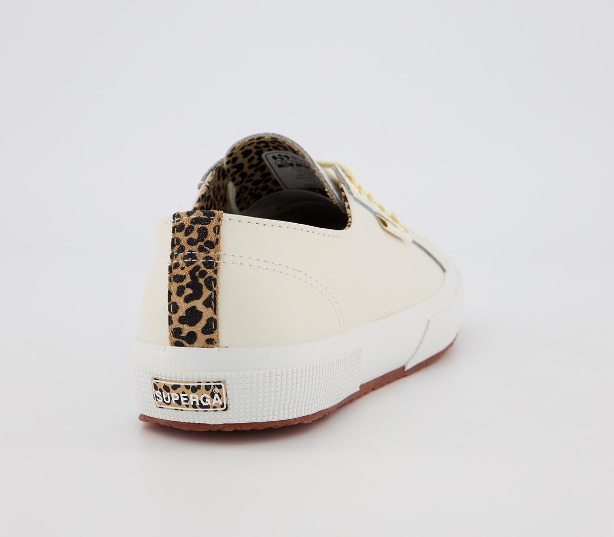 ladies white trainers with leopard print