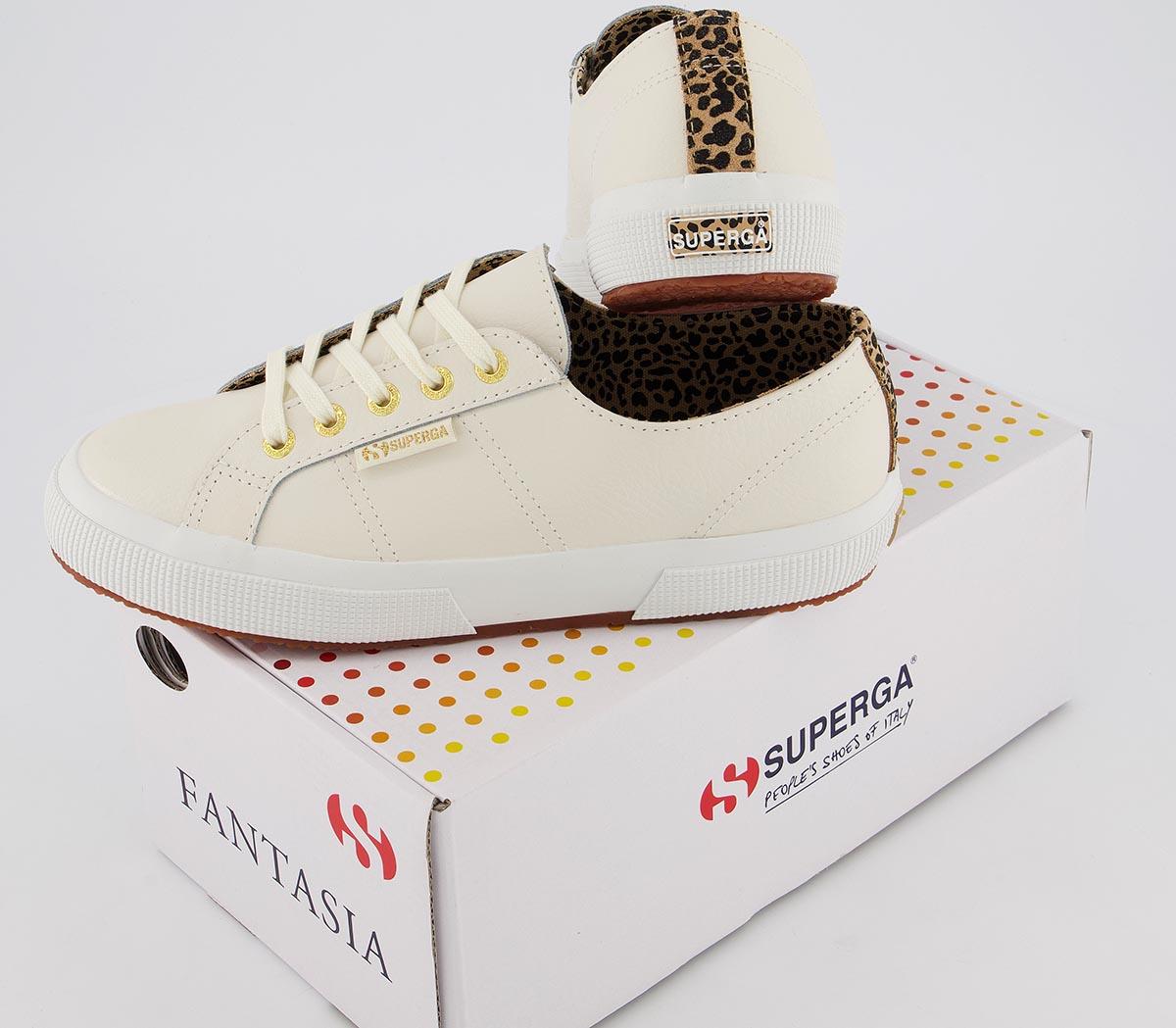 ladies white trainers with leopard print