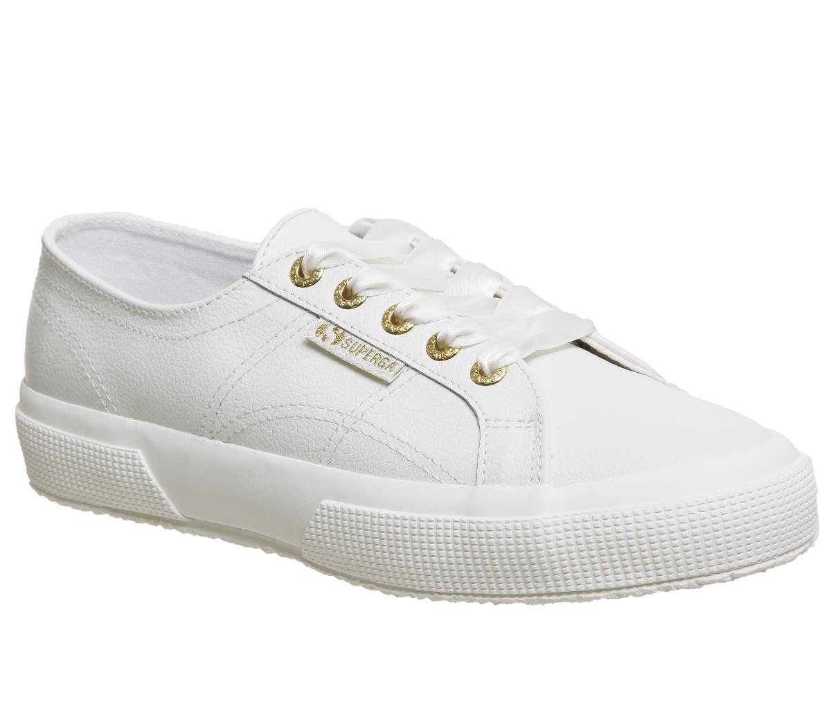 superga white leather trainers