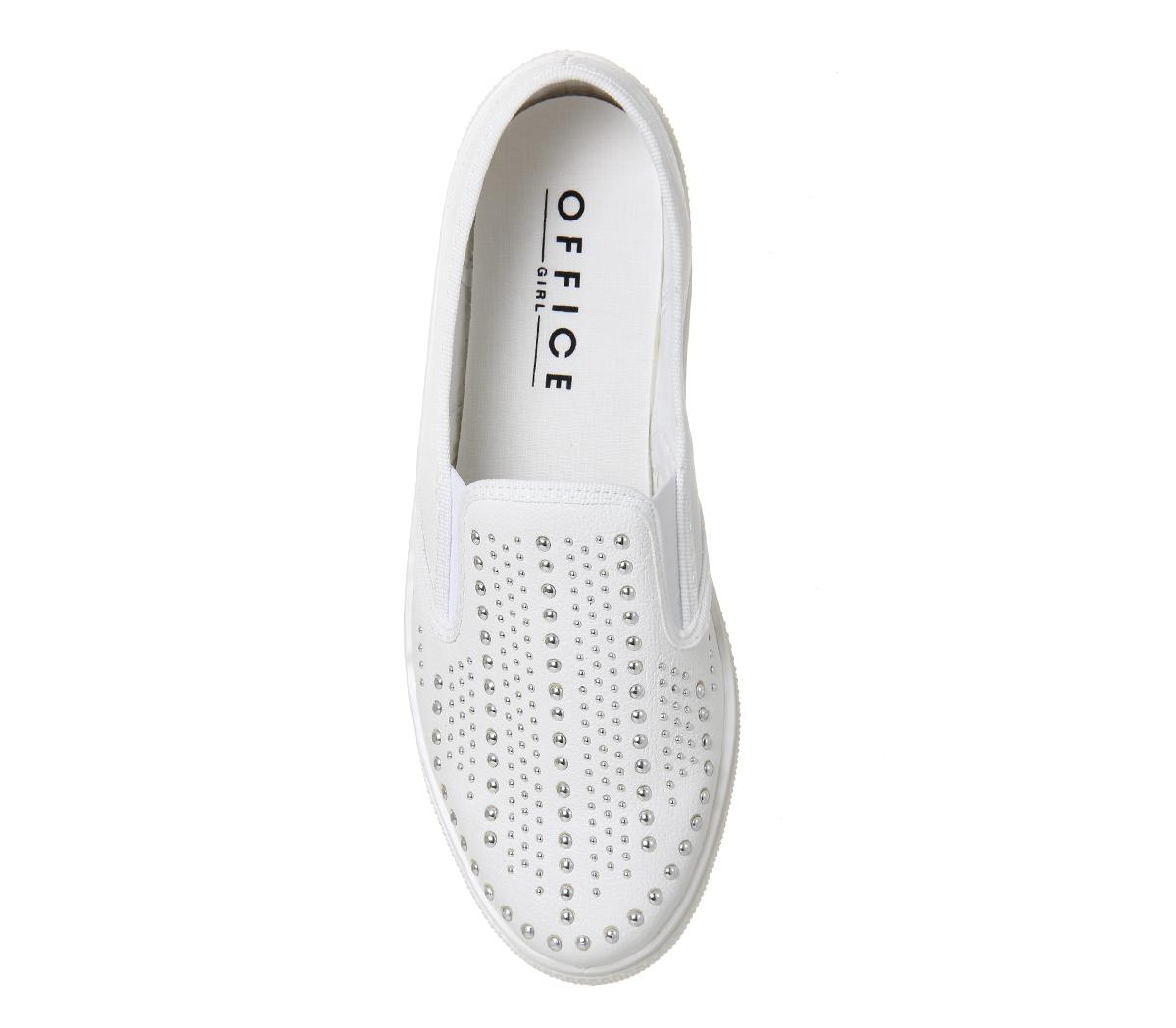 white studded flats