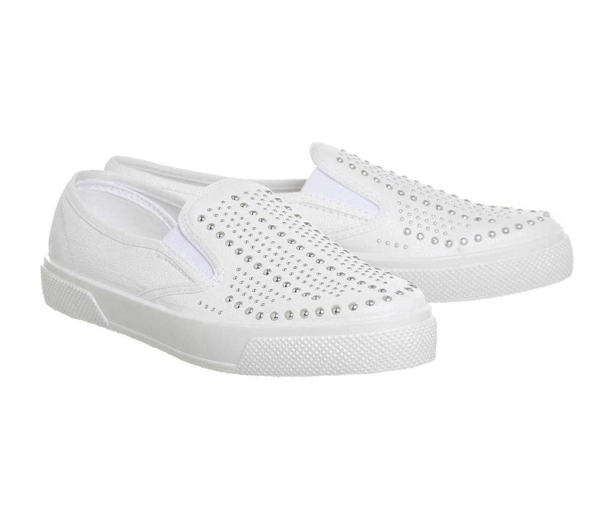 white studded flats