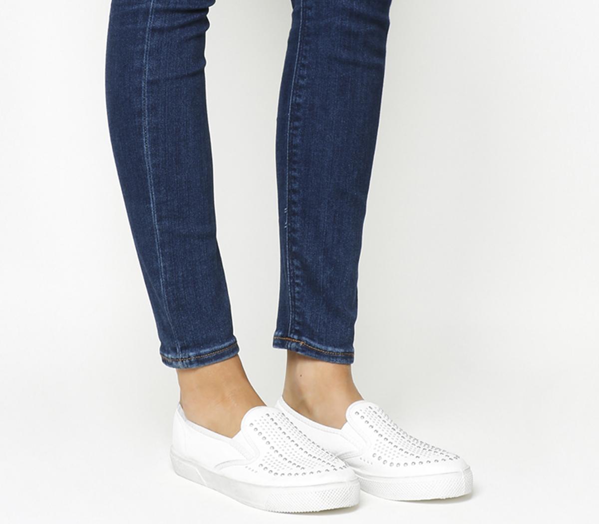 white studded flats