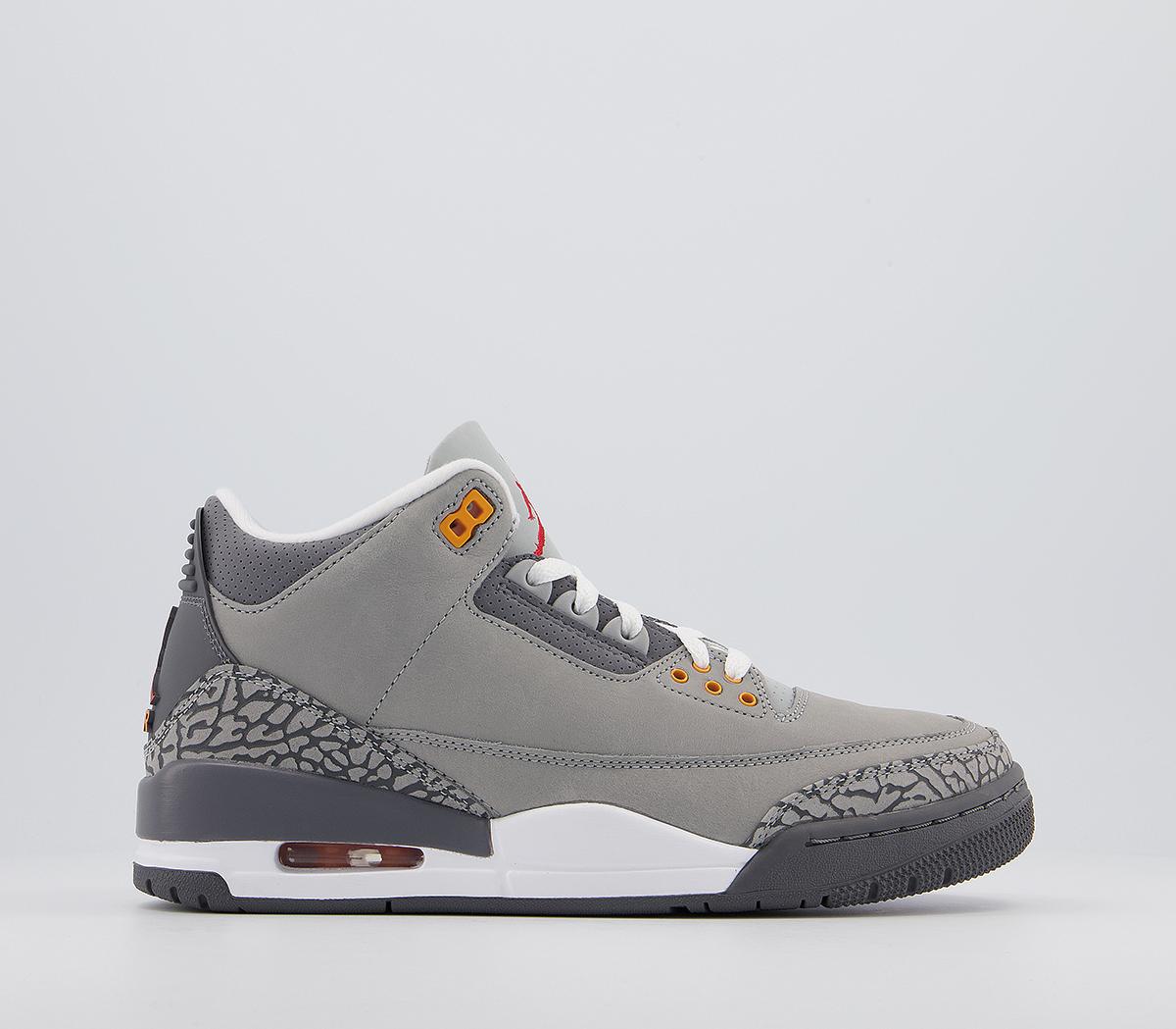 Jordan Air Jordan 3 Trainers Silver Sport Red Light Graphite Orange Peel White His Trainers