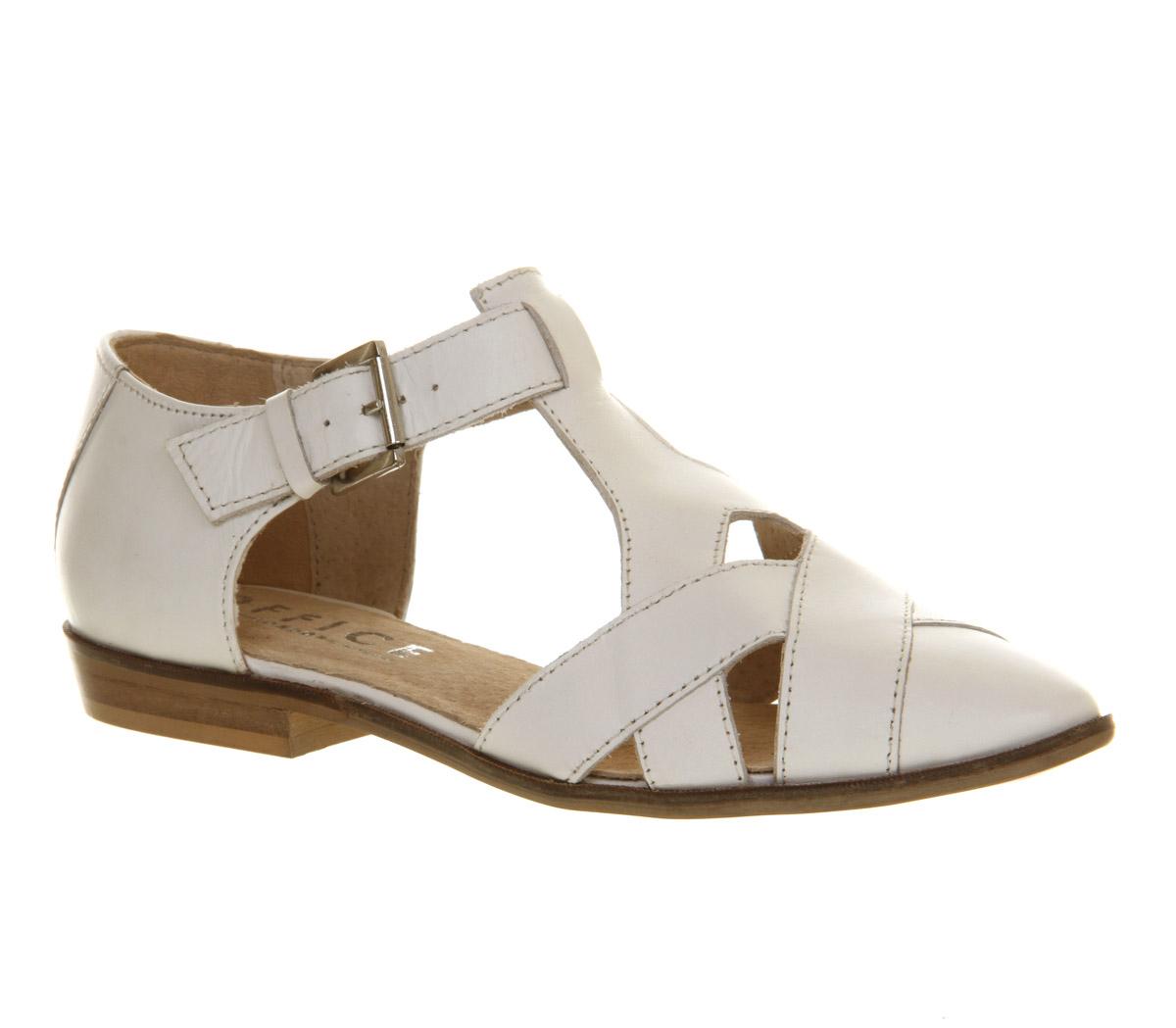 Office Kamper Flat  Weave Shoe  Off White  Leather Flat  