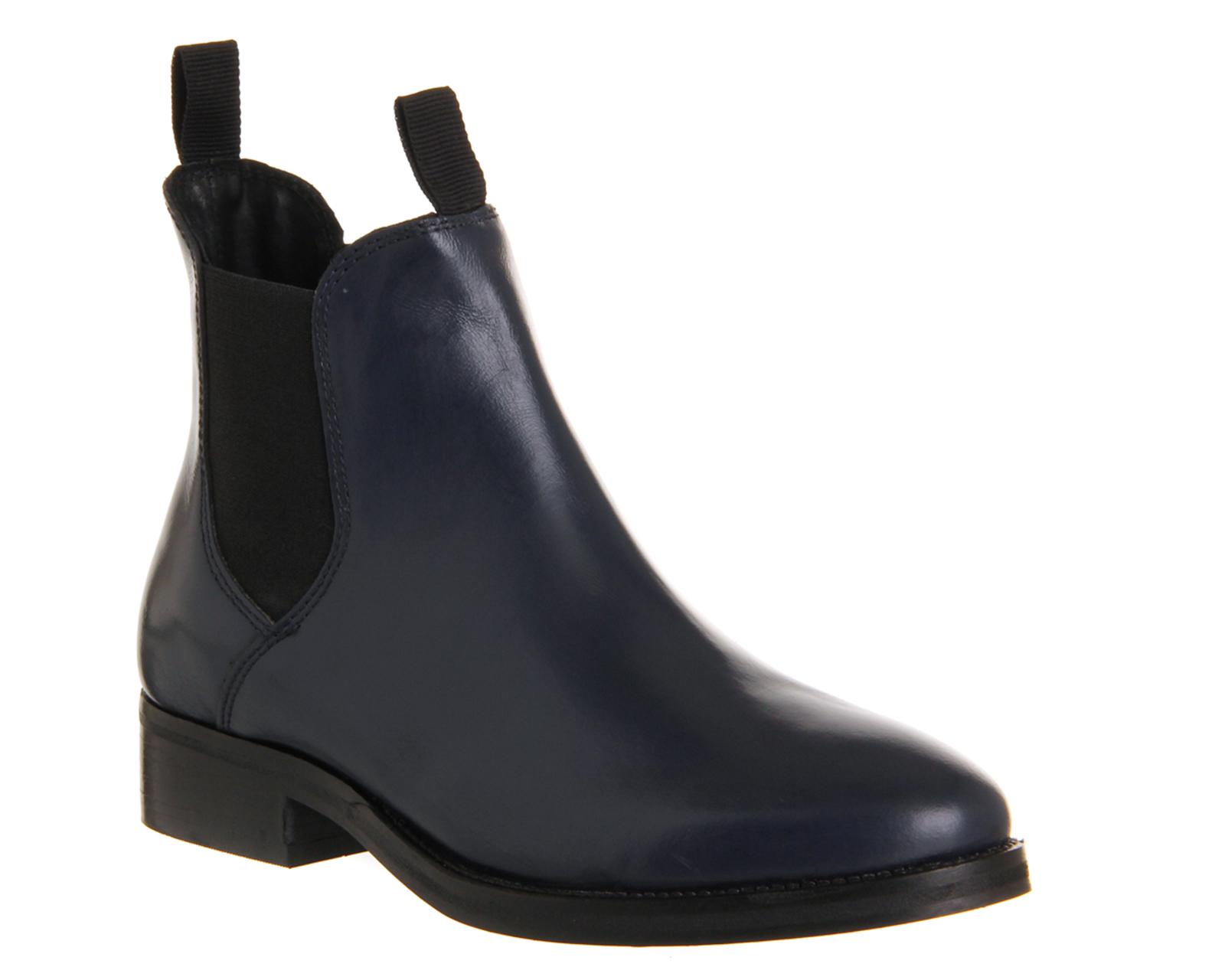 Office Cockney High Cut Chelsea Navy Leather - Ankle Boots