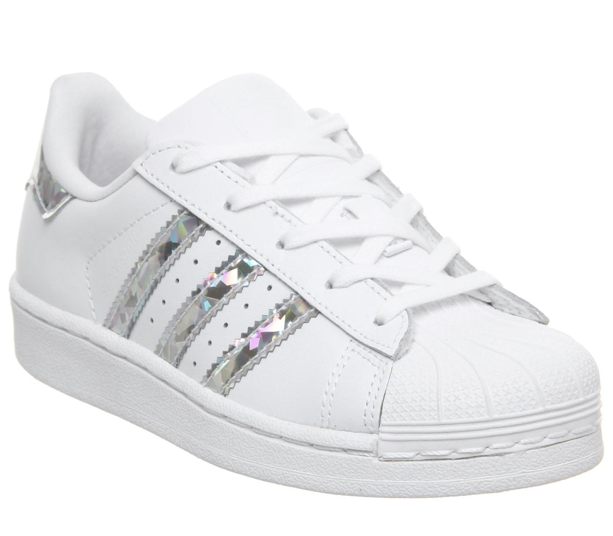 adidas superstar white and silver