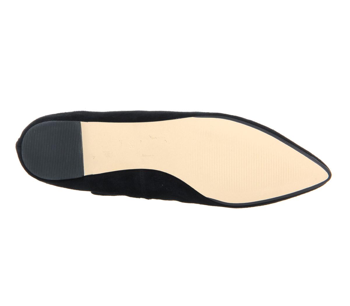 Office Vibrant Lace Up Flats New Black Suede - Flats