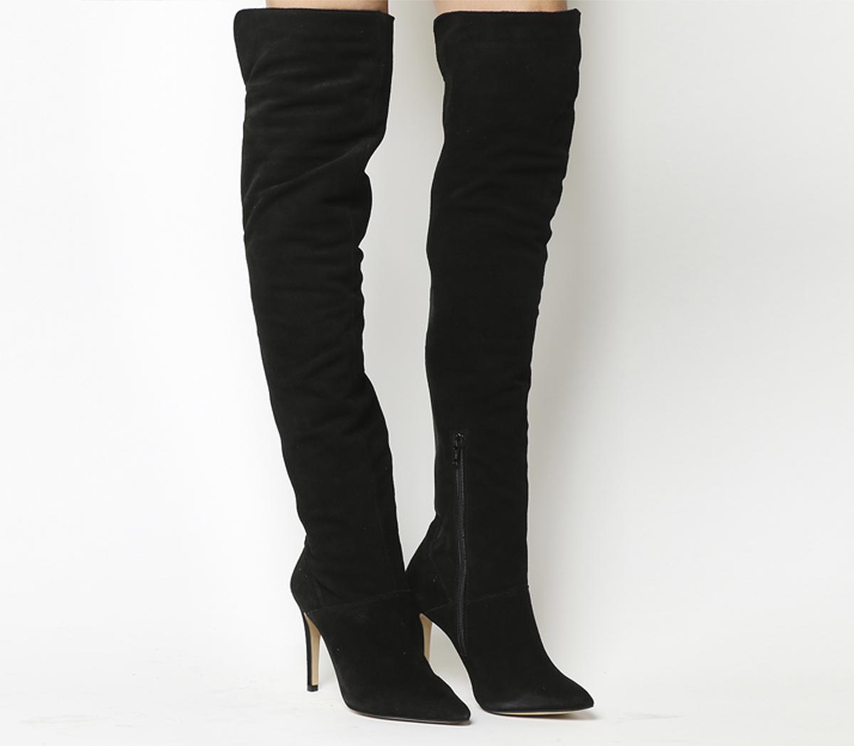 Office Neve Over The Knee Boots Black Suede - Knee High Boots