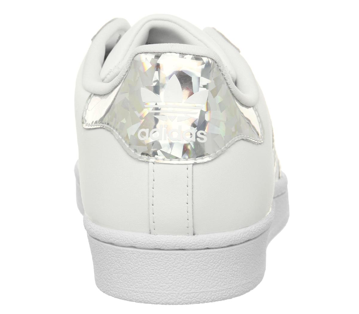 adidas superstar gs trainers white silver holographic