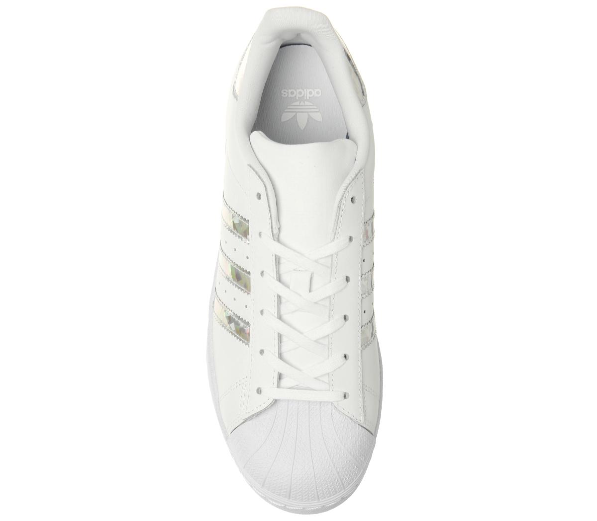 adidas superstar gs white silver holographic