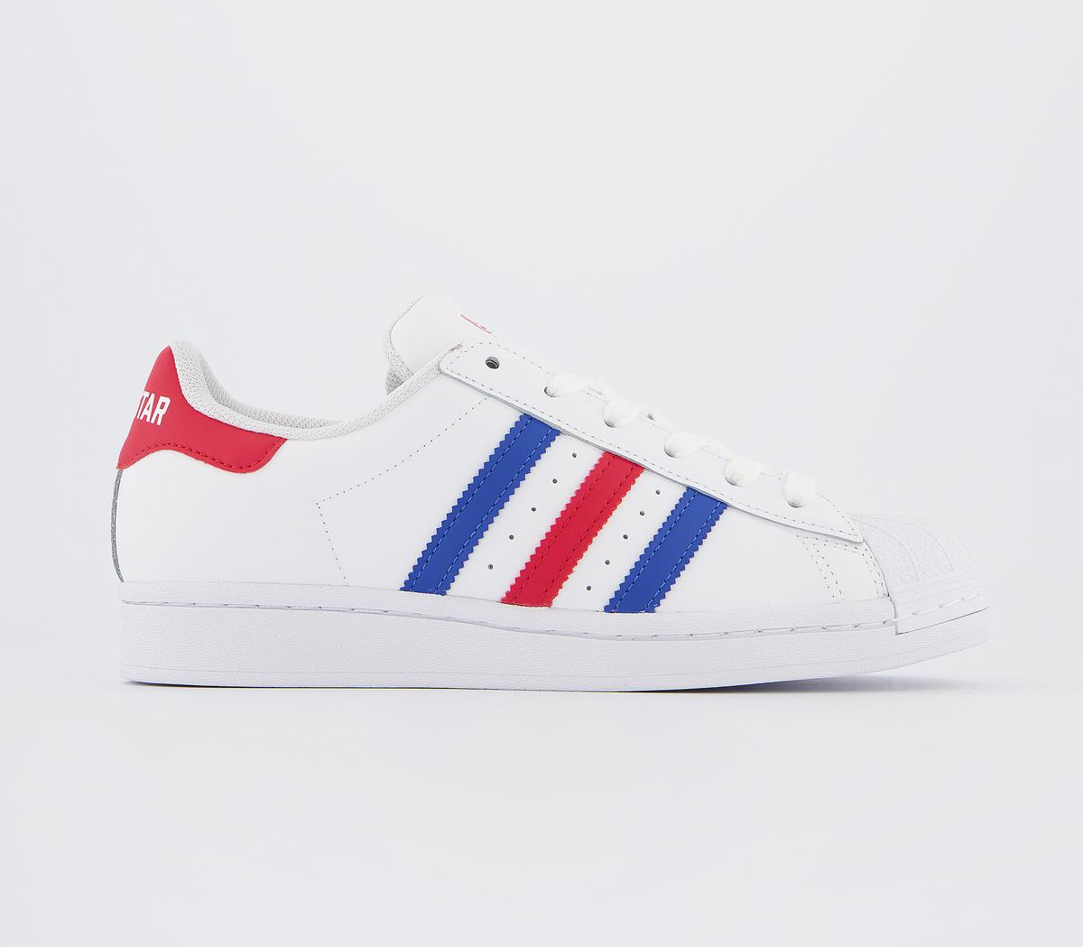 adidas Superstar Gs Trainers White Bright Blue Collegiate Red - Hers  trainers