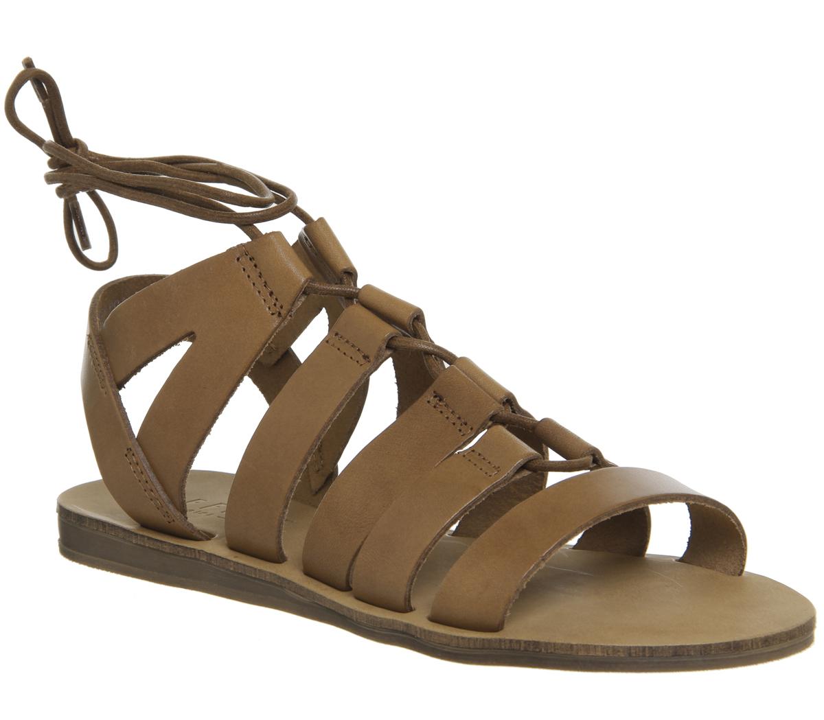 Office Odessa Lace Front Sandals Tan Leather - Sandals