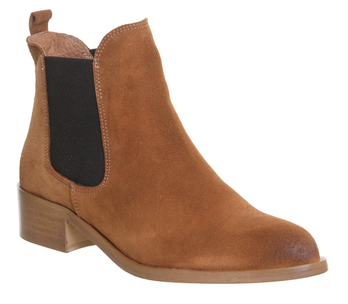 pointed tan ankle boots