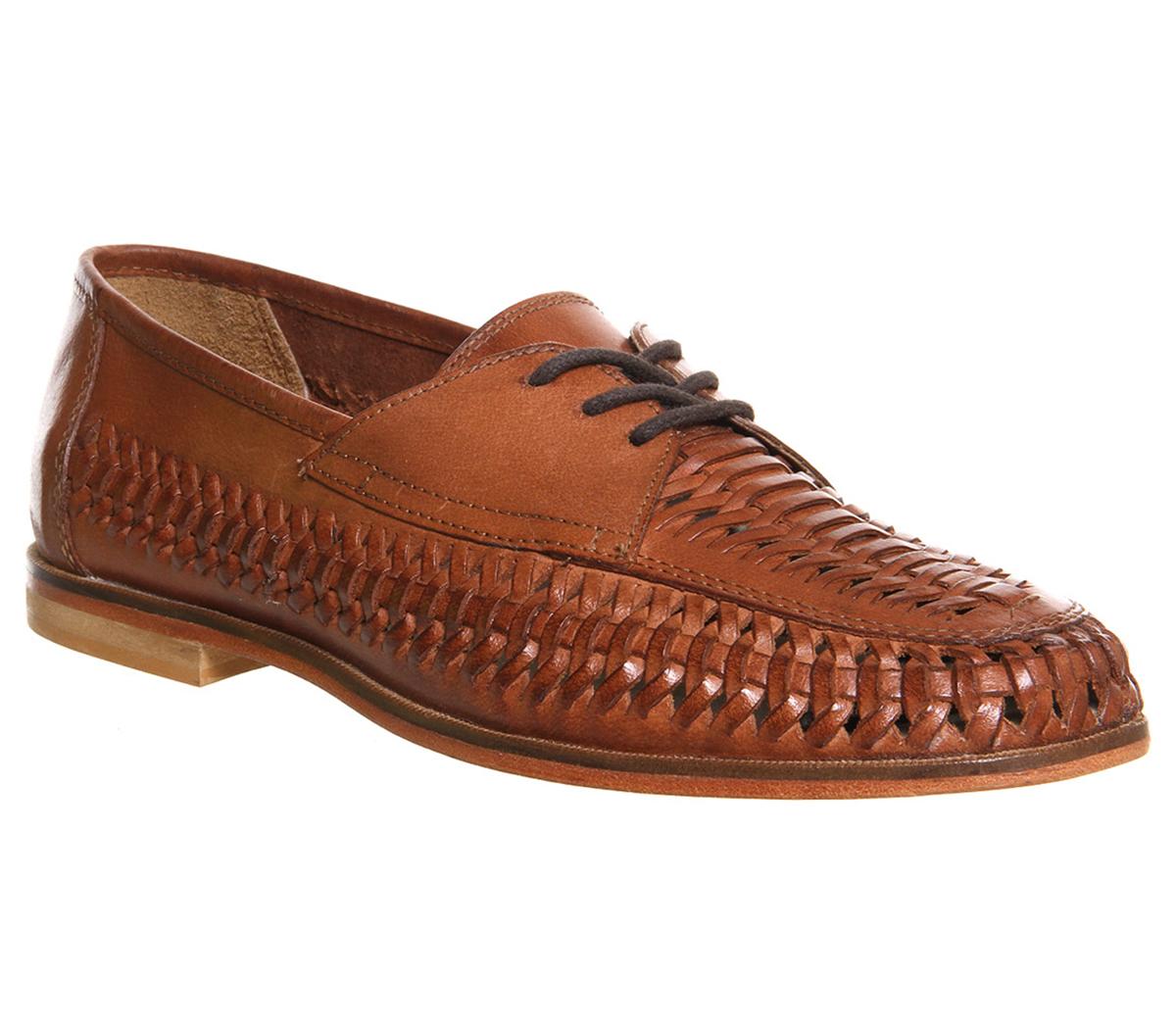 mens leather weave loafers