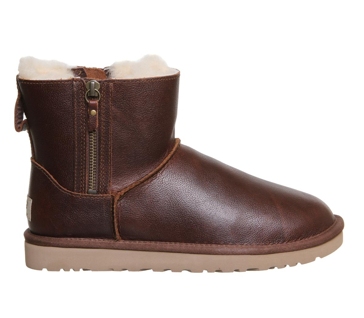 ugg women's classic zip leather mini boot