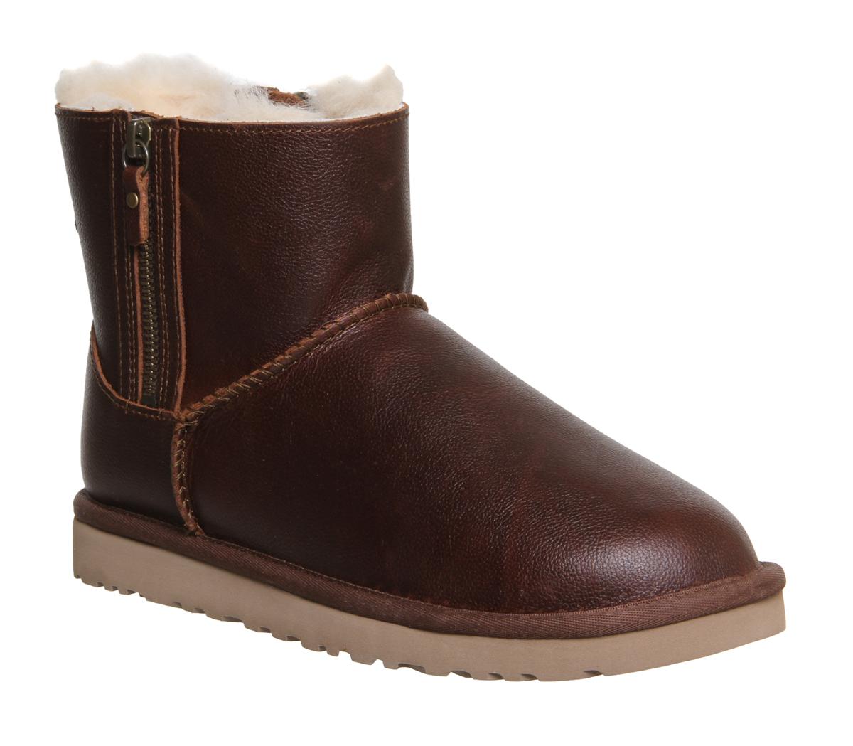 brown leather uggs with zipper