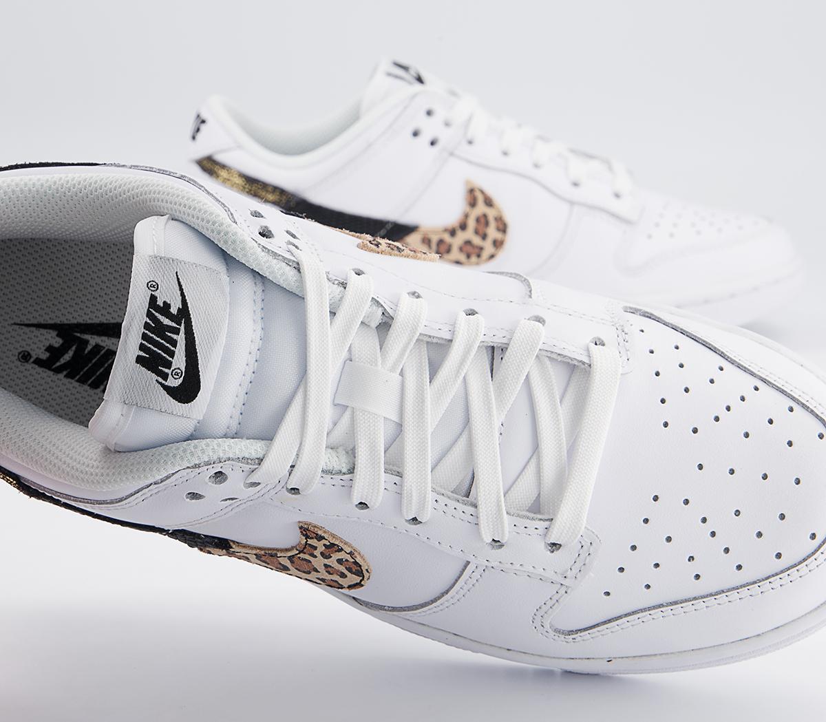 white and leopard trainers