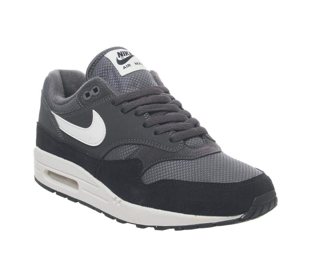 nike grey and black air max 1 trainers