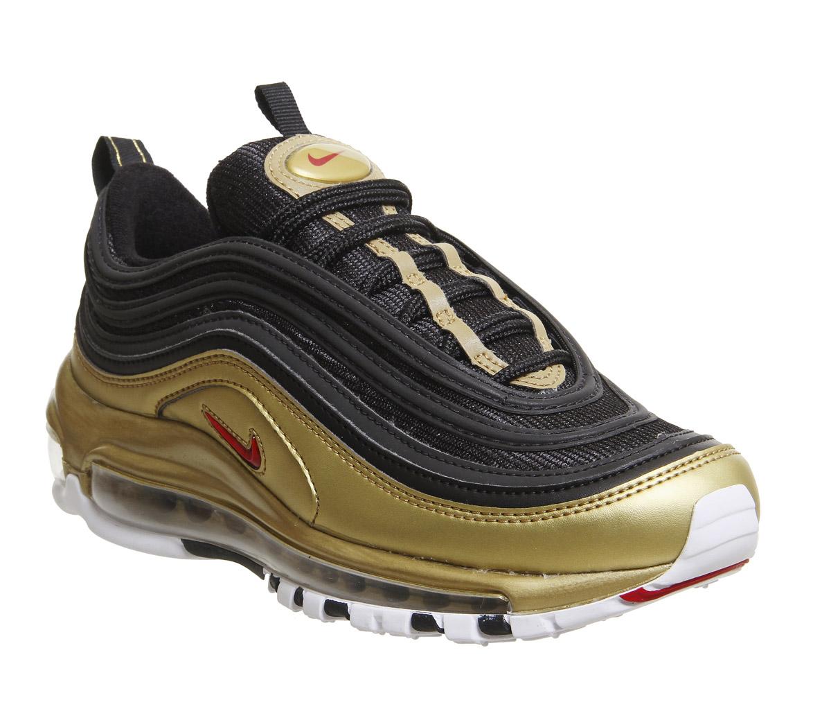Nike Air Max 97 Trainers Black Red Gold 